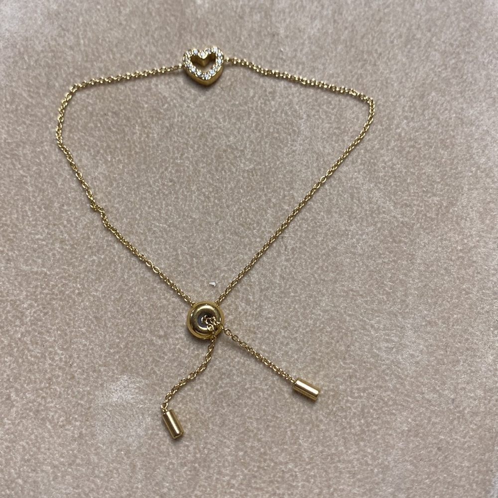Michael Kors Gold Tone Pave Heart Slider Bracelet